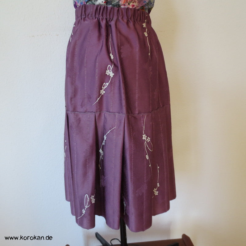 mauve Seiden Flechtband Seersucker Stufenrock, Gummizug