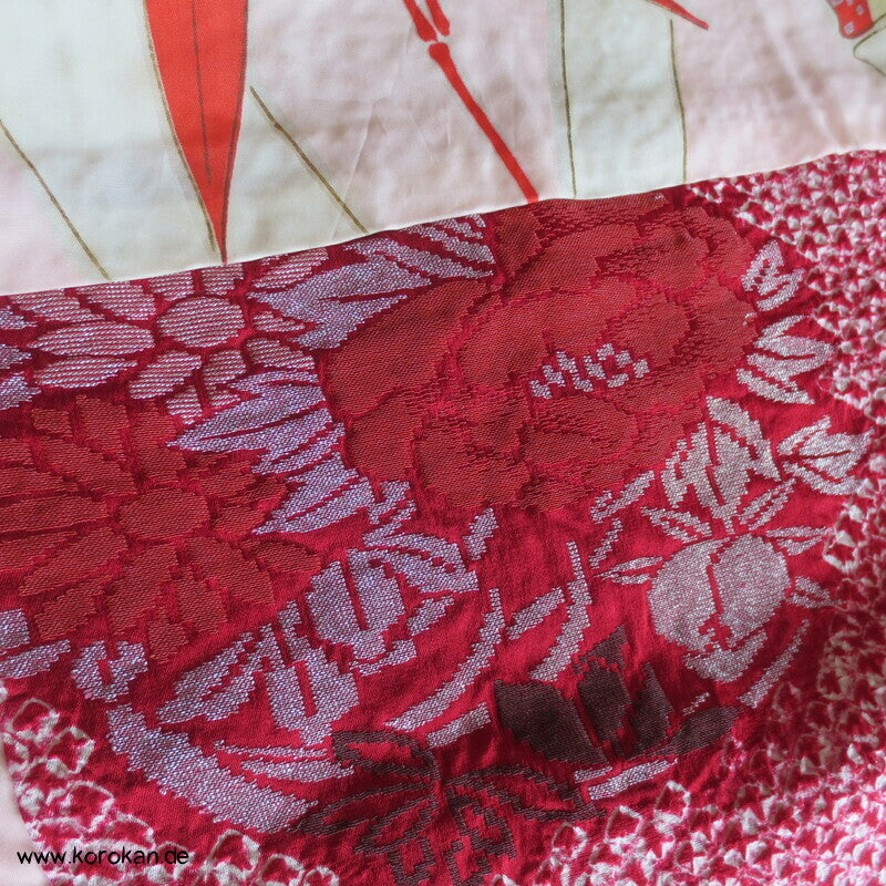 Full Shibori Haori mit Urushi Elementen Blüten auf Seidendamast