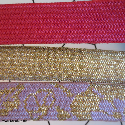 azalee, flieder, gold Obijime, geflochten, flach