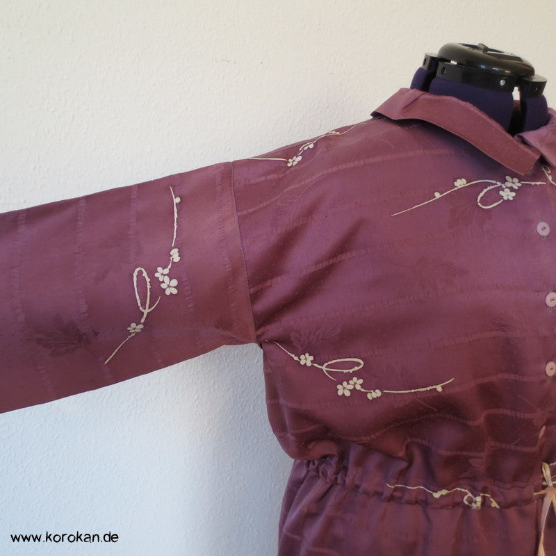 mauve Seidendamast Flechtband Zero Waste Bluse