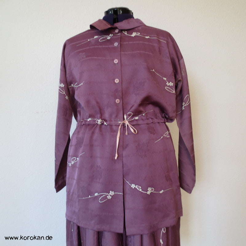 mauve Seidendamast Flechtband Zero Waste Bluse
