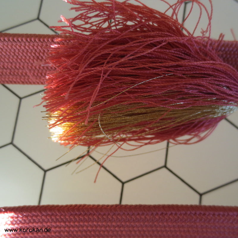 altrosa, grün, gold Obijime, geflochten, flach
