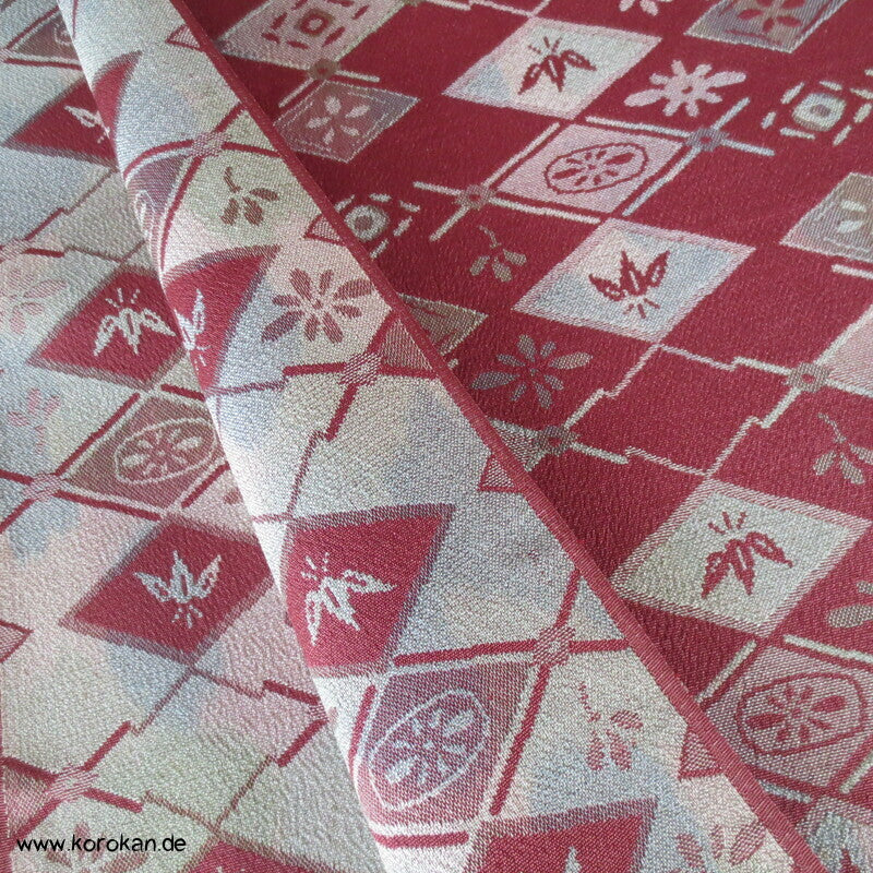 Diamantrauten, Bambus, Blüten Kimono Seiden Jacquard