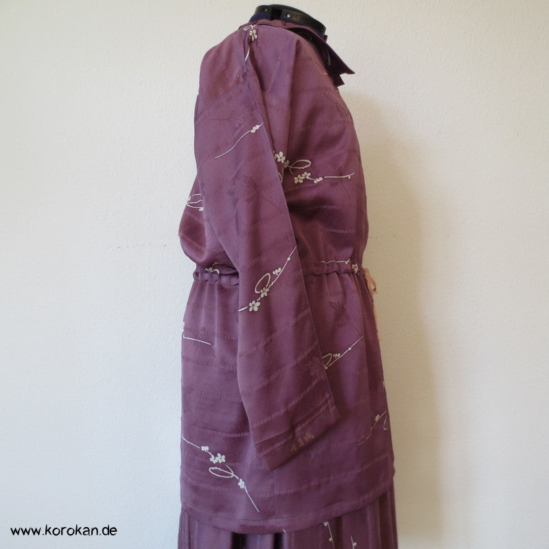 mauve Seidendamast Flechtband Zero Waste Bluse