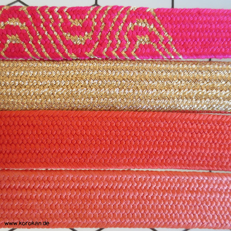 Welle, gold, pink, blau Obijime, geflochten, flach