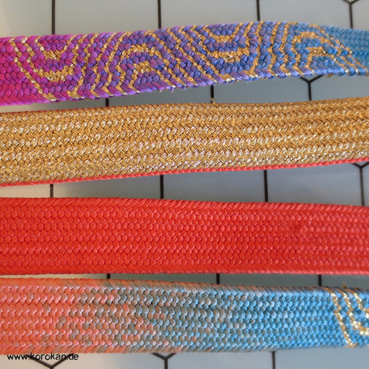 Welle, gold, pink, blau Obijime, geflochten, flach