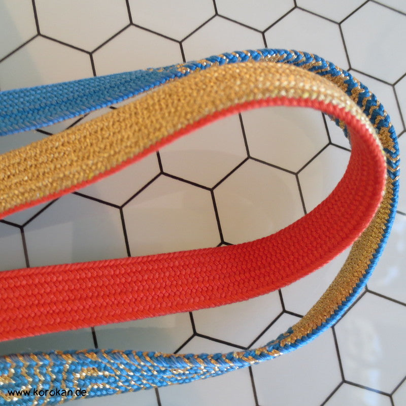 Welle, gold, pink, blau Obijime, geflochten, flach