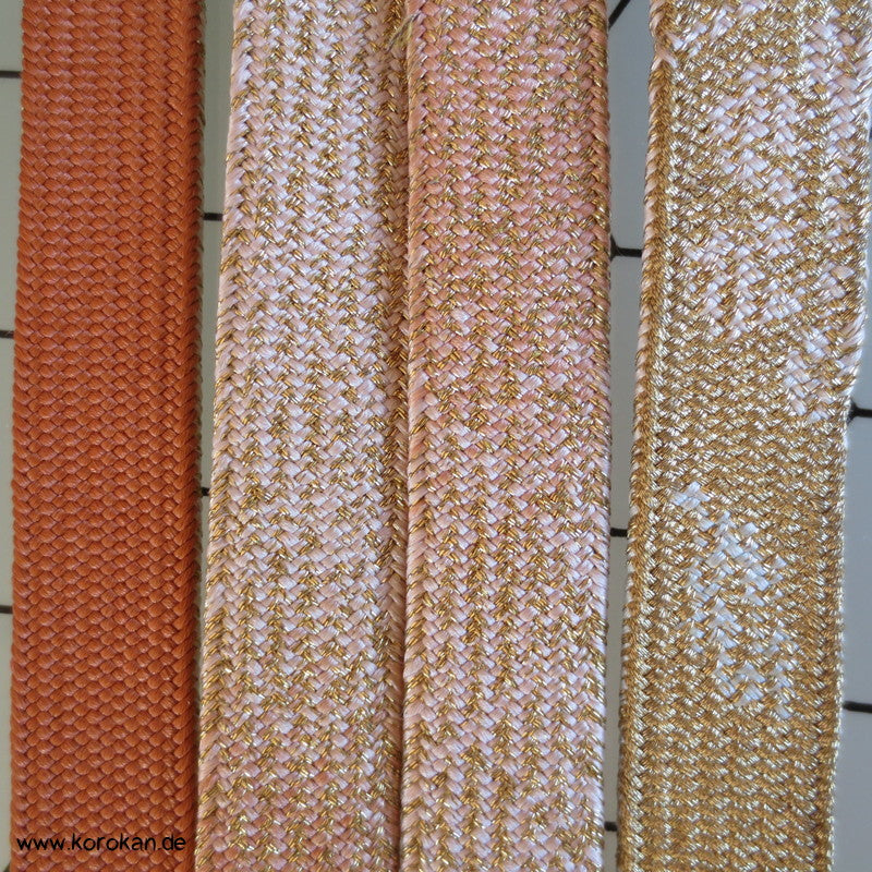 gold, silber, kupfer Obijime, geflochten, flach