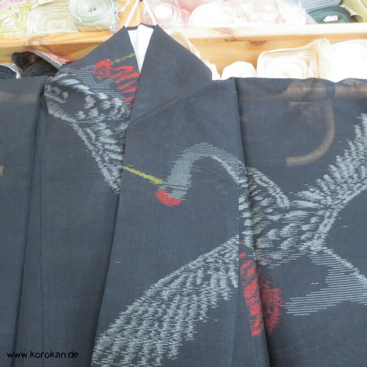 Kasuri Kraniche Hitoe Kimono, Sha Organza Seide