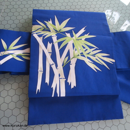 Nagoya Obi Kimono Gürtel Seidenrips bemalt mit Bambus