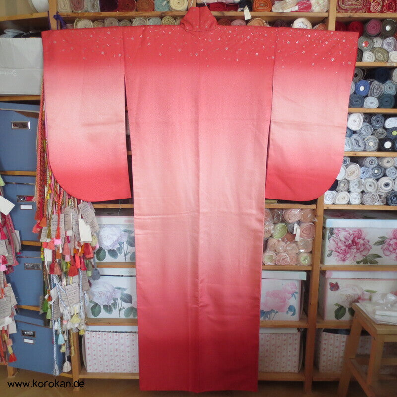 japanischer Ko - Furisode  Kimono - Morgenröte mit Sakura Blüten