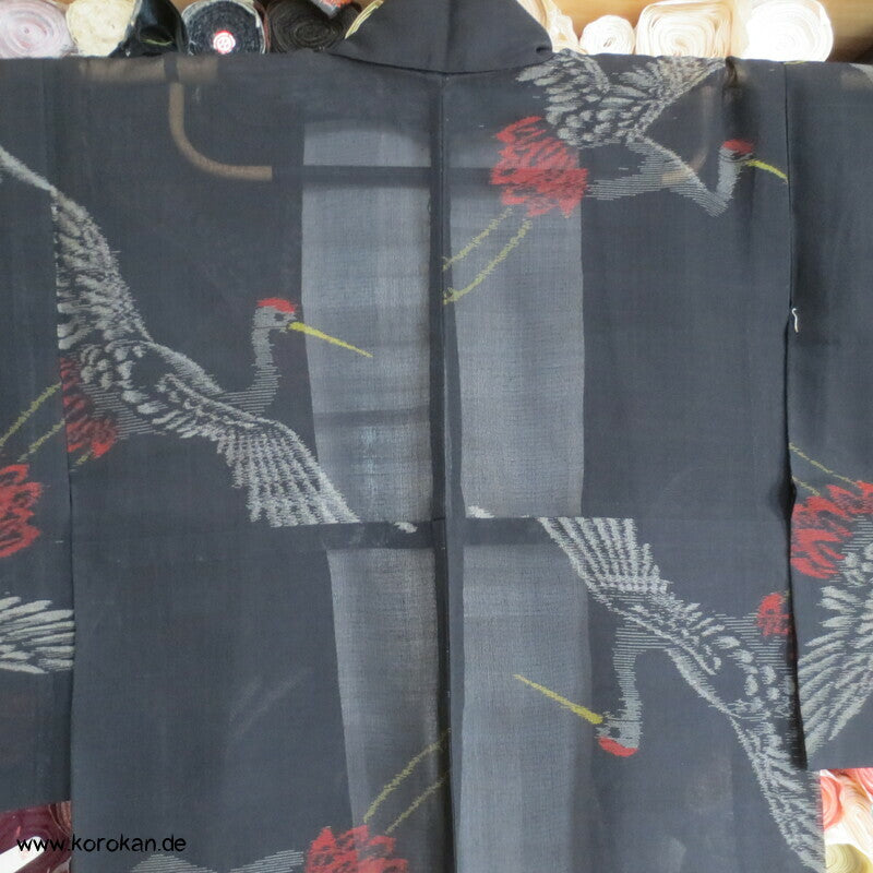 Kasuri Kraniche Hitoe Kimono, Sha Organza Seide