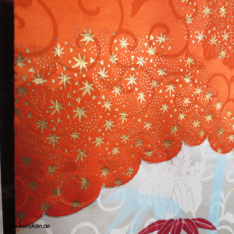 Wolken und 4 Jahreszeiten Rinzu Seiden Damast Furisode