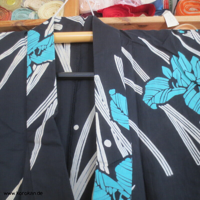 türkise Iris Yukata Baumwoll Kimono