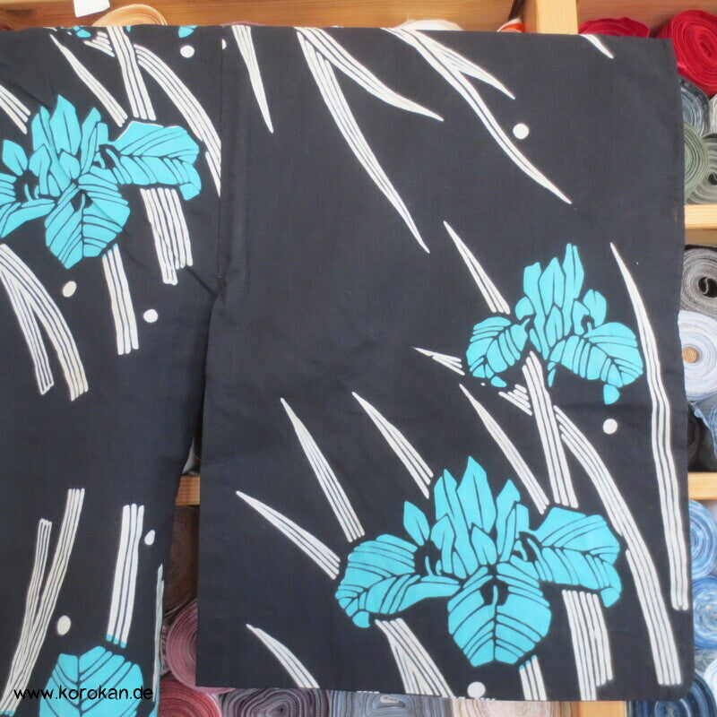 türkise Iris Yukata Baumwoll Kimono