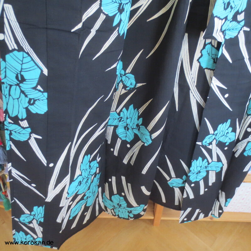 türkise Iris Yukata Baumwoll Kimono
