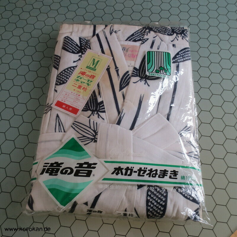 blauer Bambus Nemaki - Japan Baumwoll Schlaf Kimono