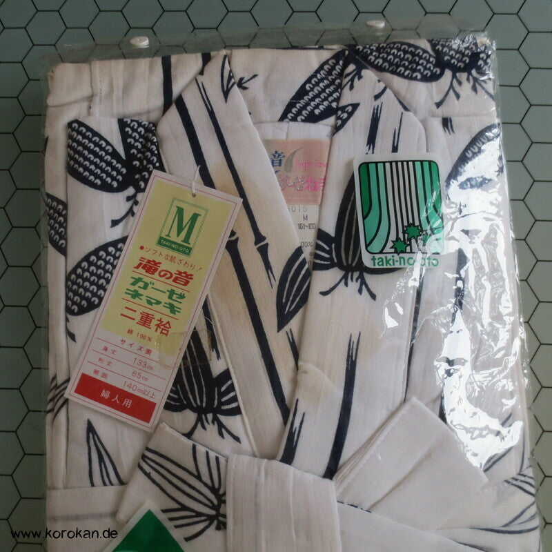 blauer Bambus Nemaki - Japan Baumwoll Schlaf Kimono