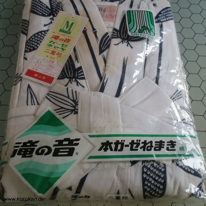 blauer Bambus Nemaki - Japan Baumwoll Schlaf Kimono