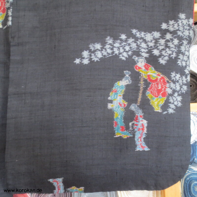 Kasuri Japanerinnen Tsumugi Seiden Kimono
