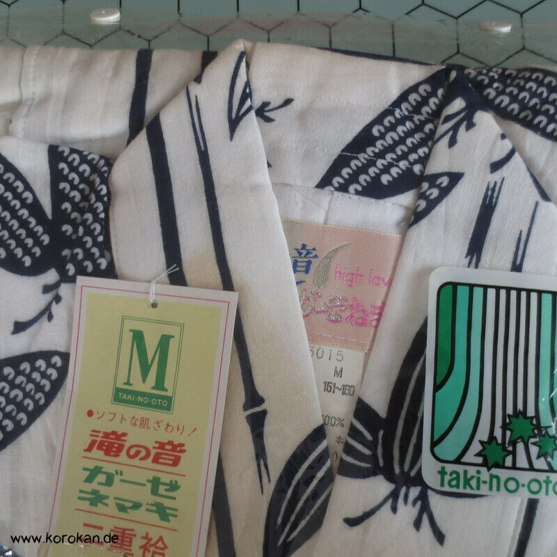 blauer Bambus Nemaki - Japan Baumwoll Schlaf Kimono