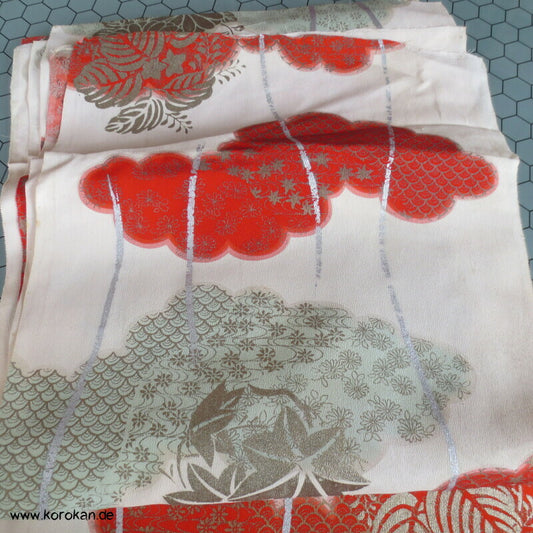 Wolken mit Gold und Silberdruck Kimono Seide, aufgetrennt