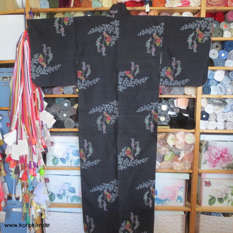 Kasuri Japanerinnen Tsumugi Seiden Kimono