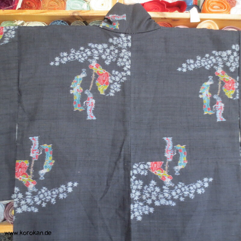 Kasuri Japanerinnen Tsumugi Seiden Kimono