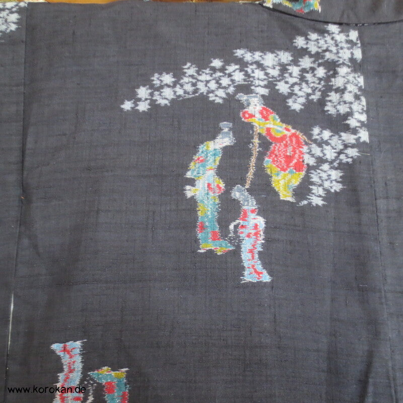 Kasuri Japanerinnen Tsumugi Seiden Kimono