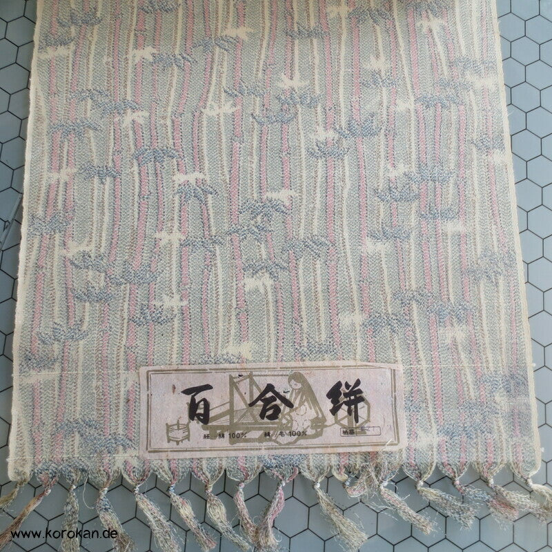 Bambusstreifen Kasuri Wolle/ Seide Tsumugi Kimonomaterial