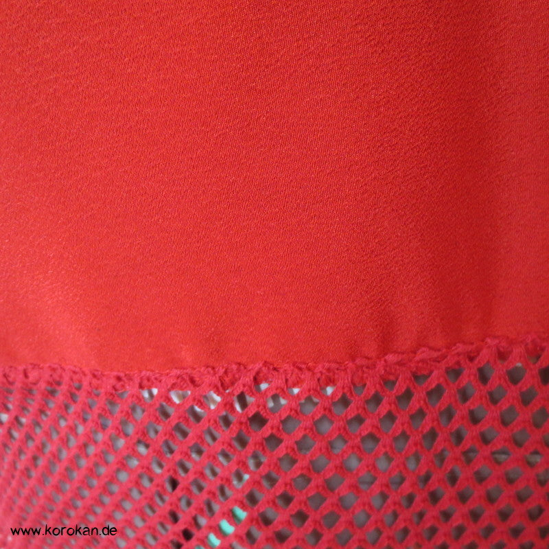 roter Baumwollnetzjersey, Kimono Stoff Einsätze T - Shirt