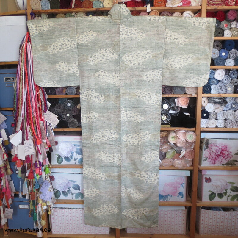 Wolken Kasuri Tsumugi Seiden Kimono
