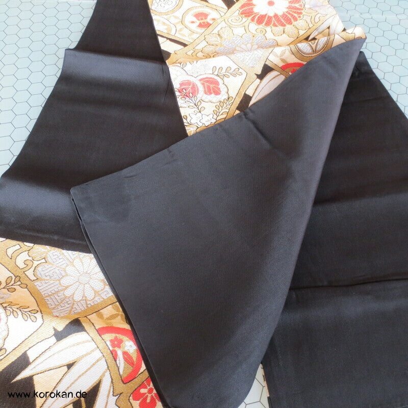 Bambusbögen, Blätter, Blüten Fukuro Obi Kimonogürtel