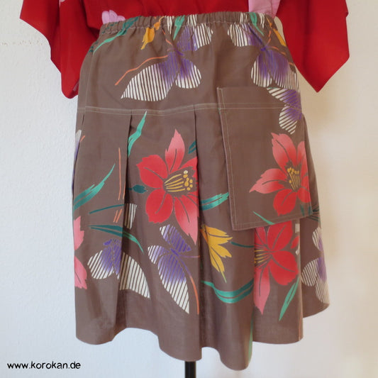 Blüten Yukata Baumwolle Faltenrock, lose hängende Tasche