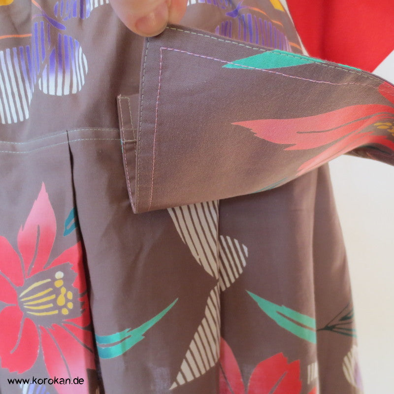 Blüten Yukata Baumwolle Faltenrock, lose hängende Tasche