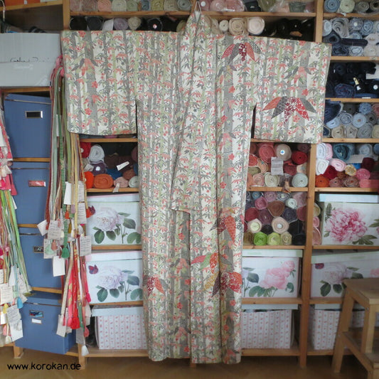 Bambusdickicht Seidensatin Homongi Kimono