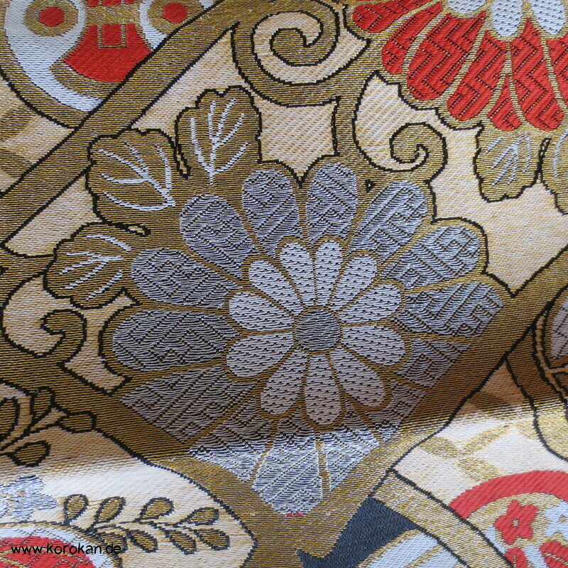 Bambusbögen, Blätter, Blüten Fukuro Obi Kimonogürtel