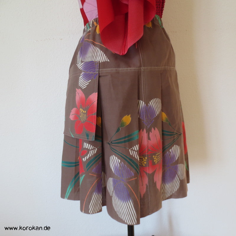 Blüten Yukata Baumwolle Faltenrock, lose hängende Tasche