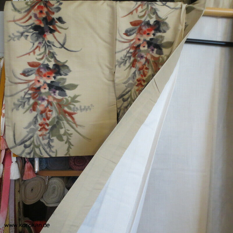 Japan Art Deco Blumengirlanden Meisen Seiden Kimono