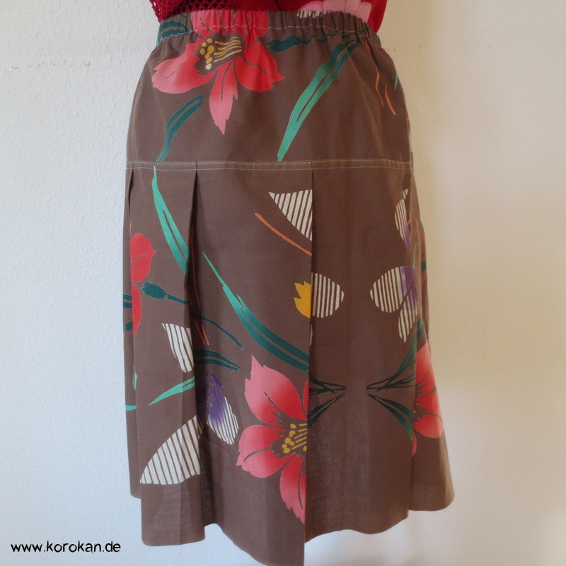 Blüten Yukata Baumwolle Faltenrock, lose hängende Tasche