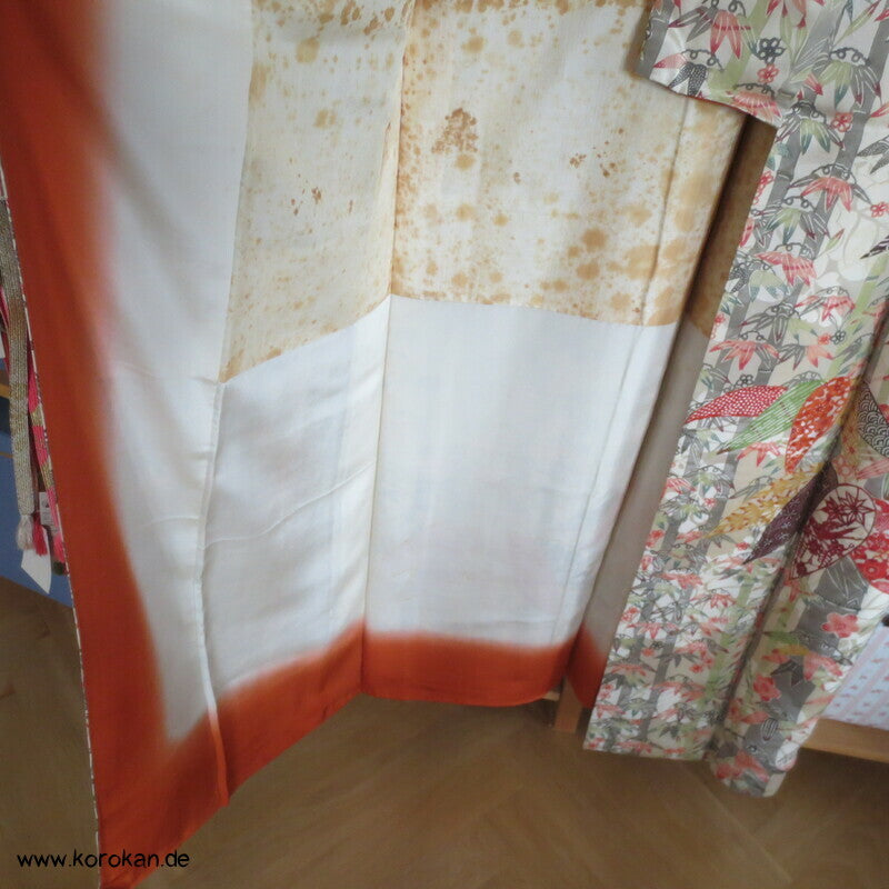 Bambusdickicht Seidensatin Homongi Kimono