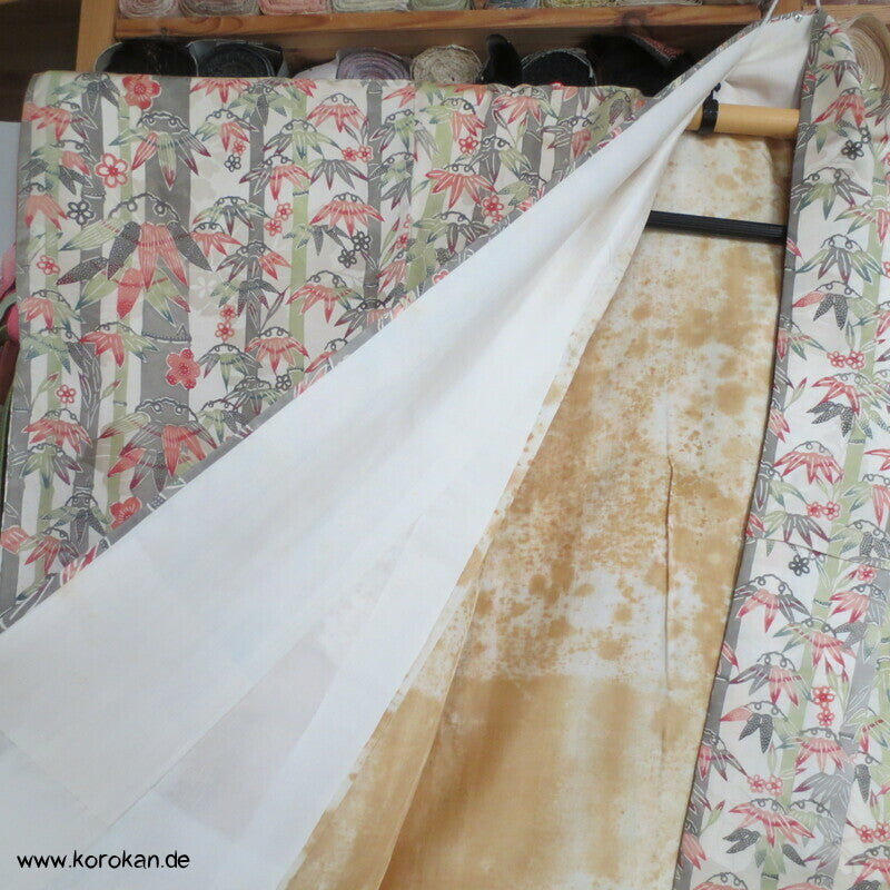 Bambusdickicht Seidensatin Homongi Kimono