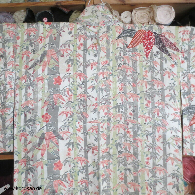 Bambusdickicht Seidensatin Homongi Kimono