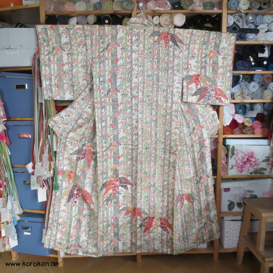 Bambusdickicht Seidensatin Homongi Kimono