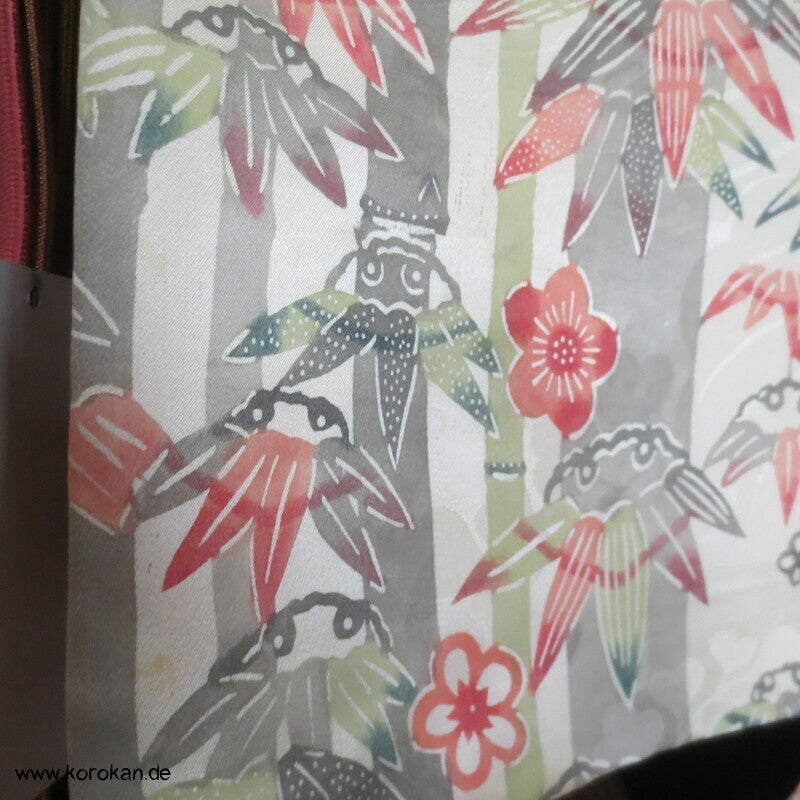 Bambusdickicht Seidensatin Homongi Kimono