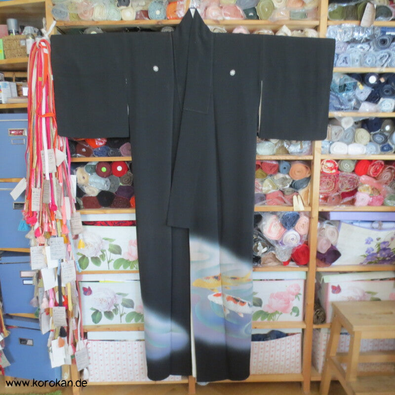 Koi Karpfenteich Vintage Tomesode Seiden Kimono