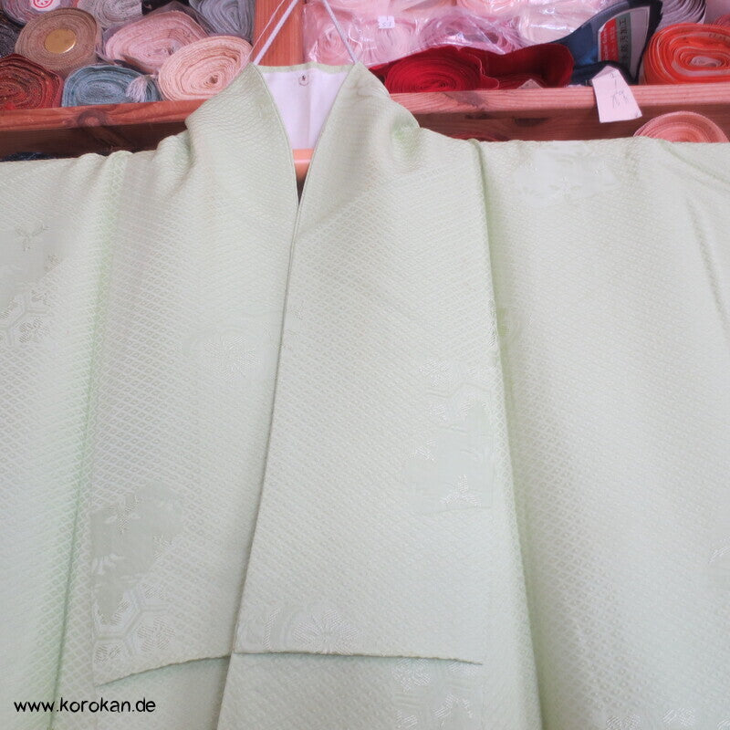 Iromuji Kimono Seidendamast, limone Hitta Kanoko