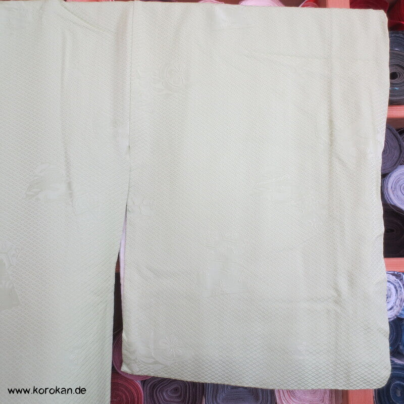 Iromuji Kimono Seidendamast, limone Hitta Kanoko
