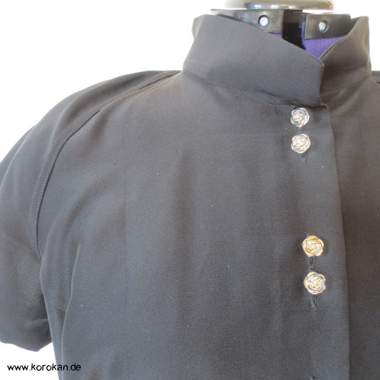 schwarze Seide mit Goldstaub, Raglanarm Bluse, formfitted