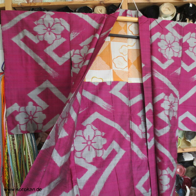 Wildseiden Meisen Sayagata Blüten Haori